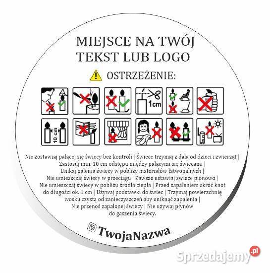 Naklejki ostrzegawcze na świece personalizowane Biuro Biuro