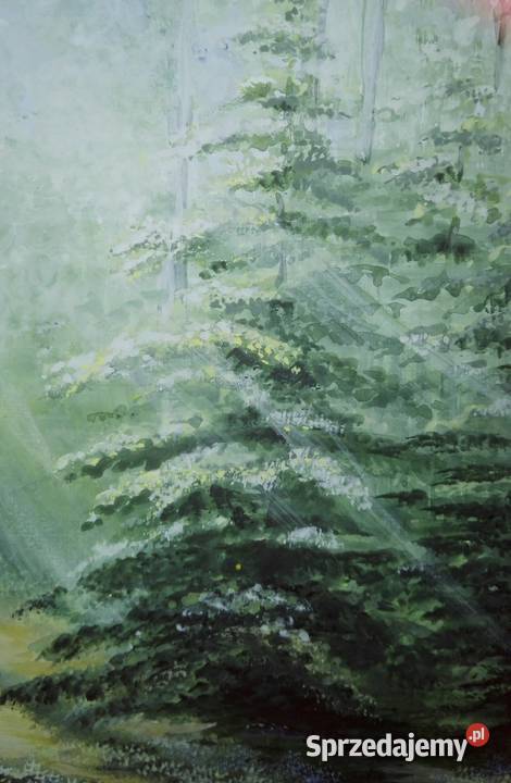 Obraz ręcznie malowany Poranek w lesie łódzkie Łódź sprzedam