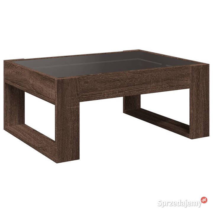 Stolik kawowy z LED Infinity brązowy dąb