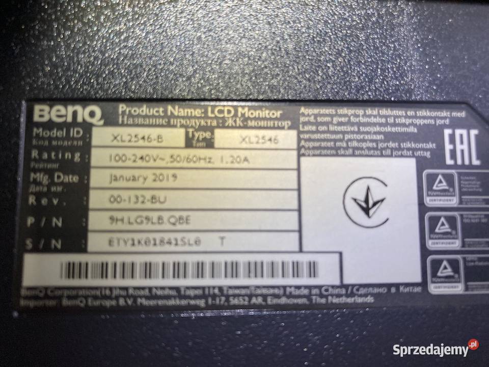 Monitor BenQ XL2546B 240 Hz 24" mazowieckie Warszawa