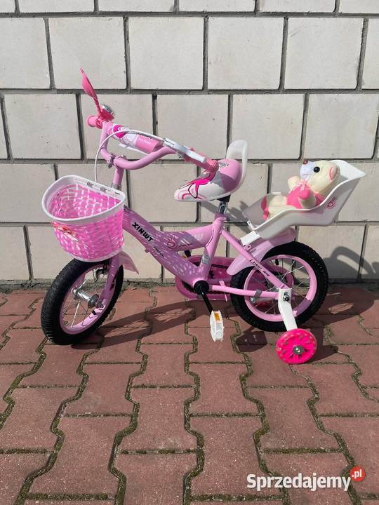 329 Rower 16 różowy z misiem Dziecięce Zabrze