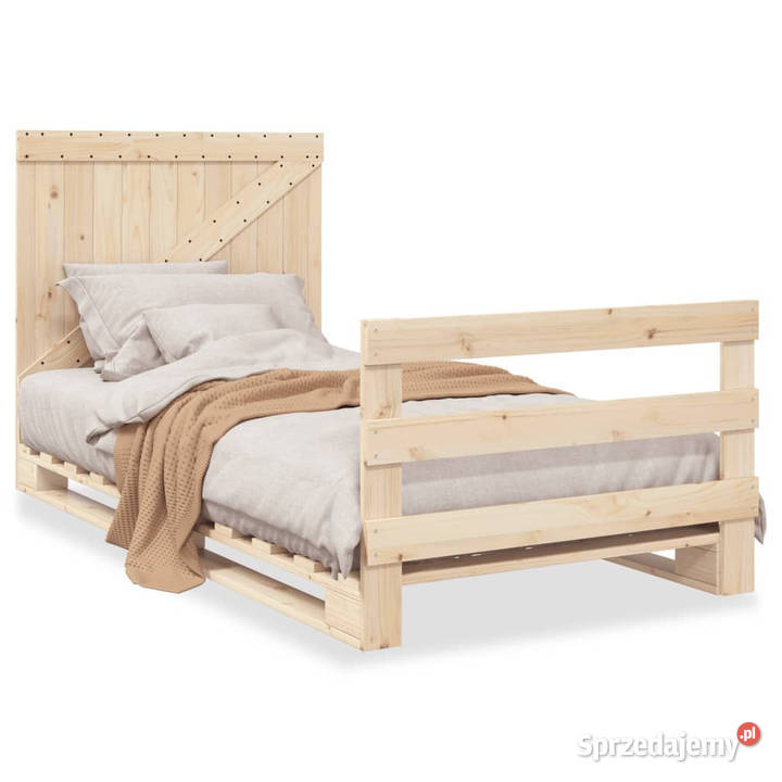 Rama łóżka z wezgłowiem lite drewno sosnowe 100cm sprzedam