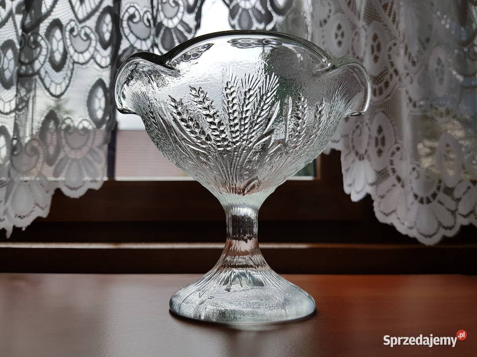 Cukiernica pucharek KŁOS KŁOSY Ząbkowice szkło Porcelana i szkło