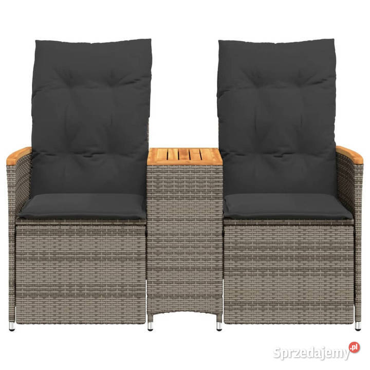 Rozkładana sofa ogrodowa ze stolikiem 2os szara Krzesła ogrodowe