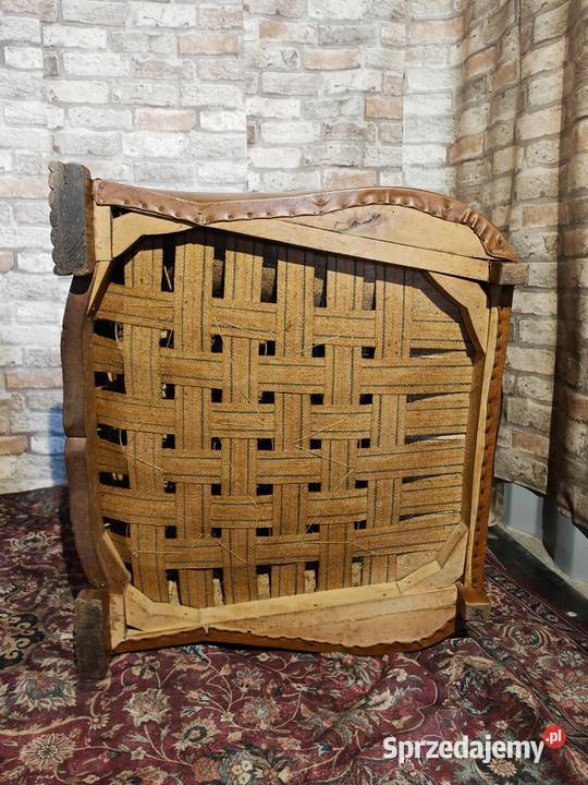 Dwa potężne fotele z prawdziwej skóry i drewna świętokrzyskie Sandomierz