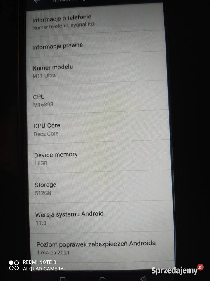 sprzedam smartphone M11 Ultra 16GB RAM 512GB Warszawa