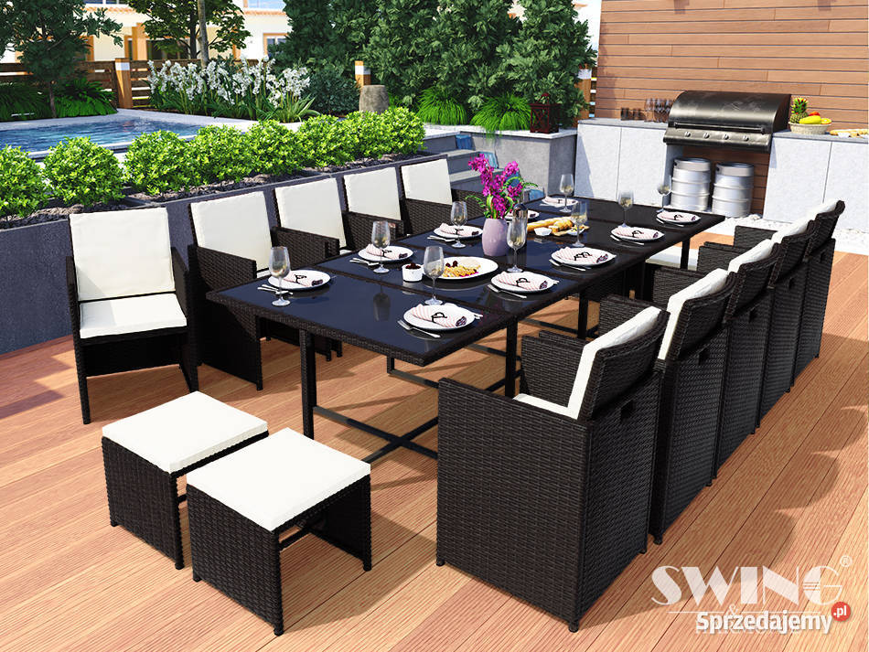 VEGAS MEBLE OGRODOWE POLYRATTAN 9 el SZARY