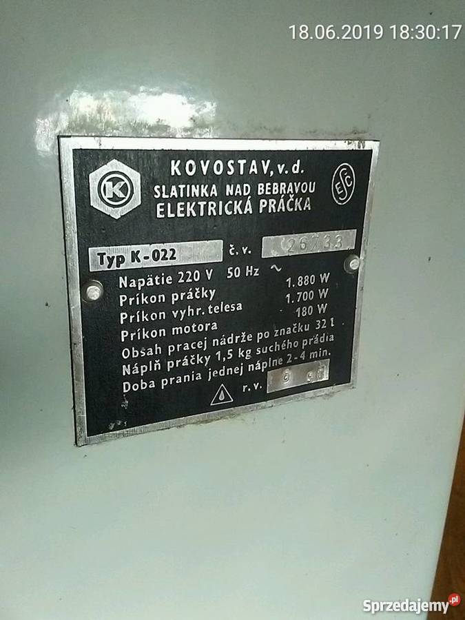 Pralka wirnikowa Slatinka K022 z podgrzewaczem Lublin