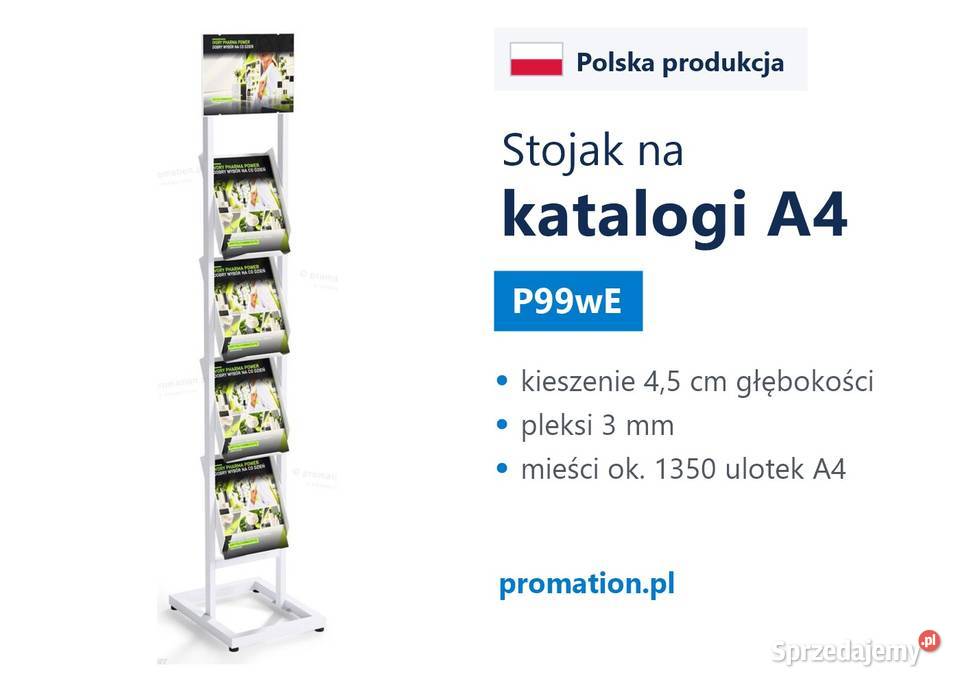 Biały stojak na katalogi A4 z mlecznymi Kraków