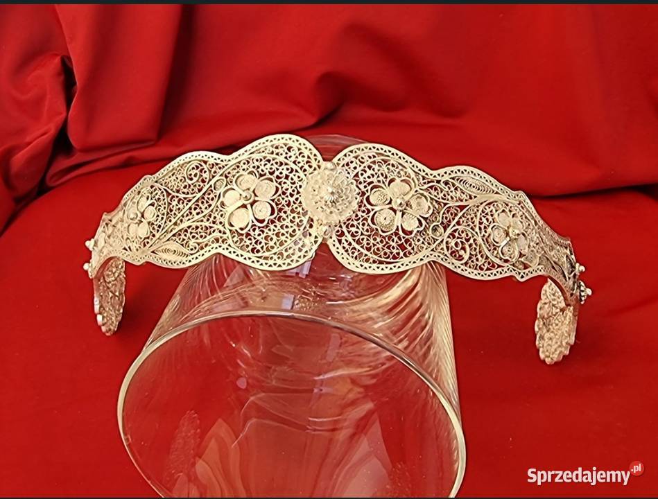 Tiara diadem filigran opaska na głowę srebro Warszawa