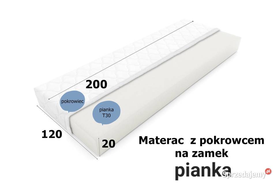 Materac Pianka Piankowy T30 20 H4 łóżko
