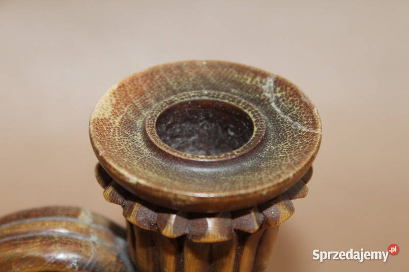 Drewniany świecznik z rączką 67 FiaF Antyki Szczecin sprzedam
