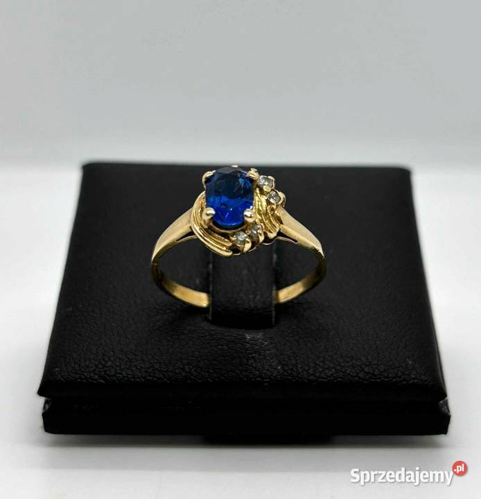 Złoty Pierścionek Niebieski Kamień pr 585 243g złoto Elbląg