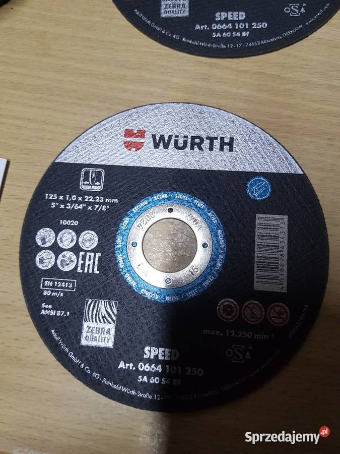 WURTH Tarcza 125 x 10 mm do cięcia stali ZEBRA Elektryczne