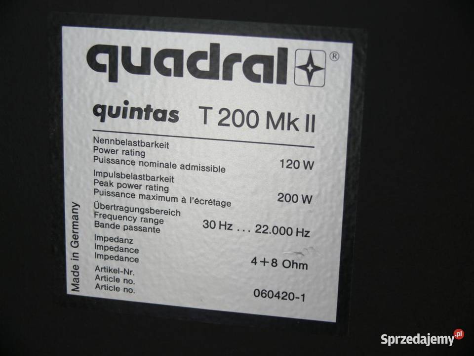 Kolumny Quadral Quintas T200 MK II WYSYŁKA Jasło