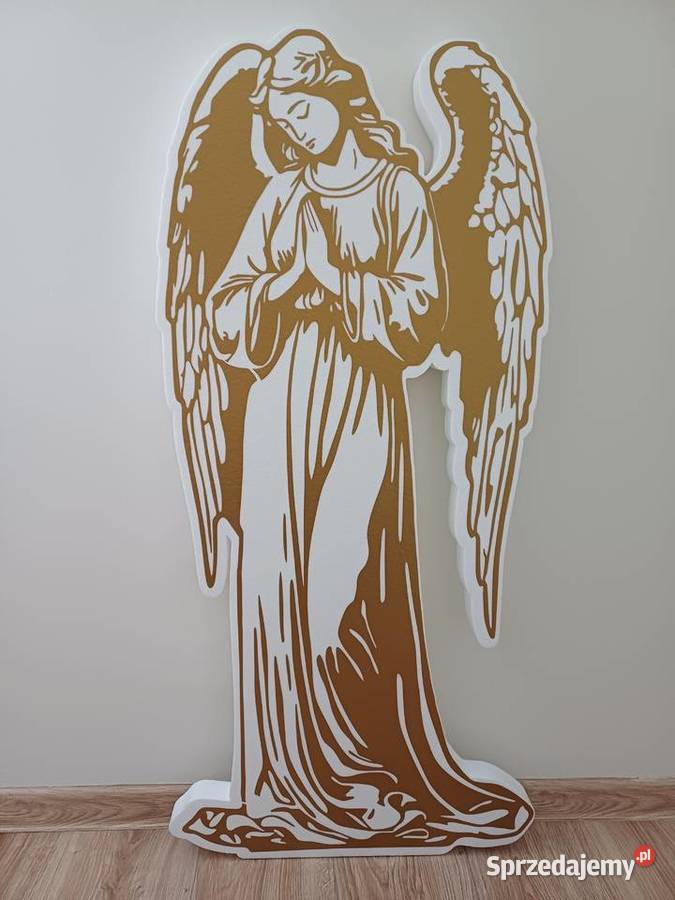 Duży anioł modlący się dekoracja Grób Pański Pozostałe wielkopolskie Dobrzyca