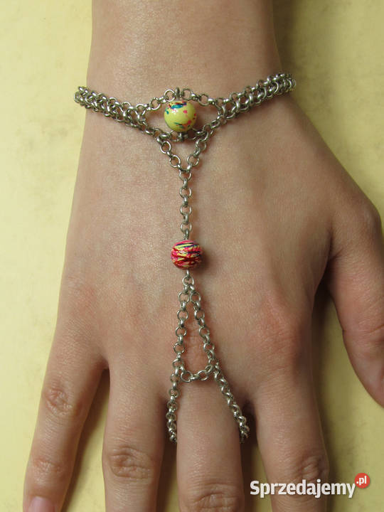 Bransoletka na palec łańcuszek koraliki srebrny Katowice sprzedam