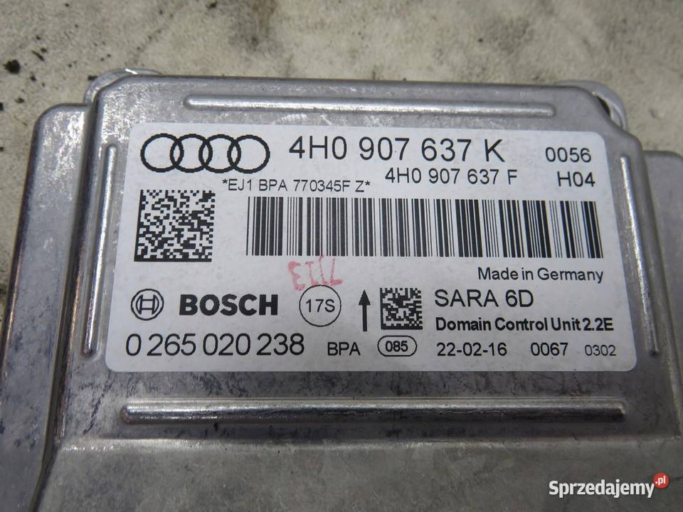 SENSOR PODUSZEK AIRBAG OK AUDI A8 D4 4H0907637K Komputery
