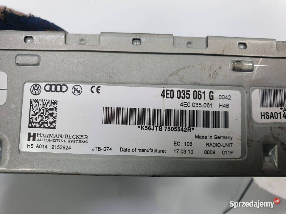 RADIO AUDI A8 D4 4E0035061G kujawsko-pomorskie