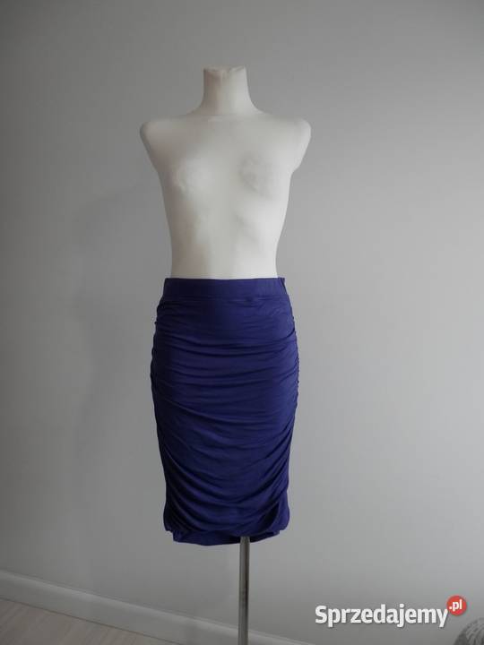 Spódnica Dopasowana Marszczona Drapowana niebieski Moda i Styl Łomża