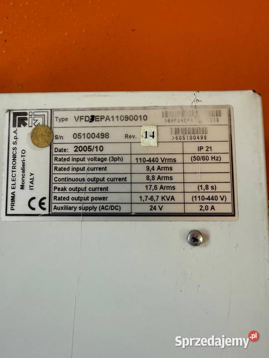 VFD4DRA01050100 DRIVE MODEL VFD300R05 WITH BRAKE Produkcja Trzebnica