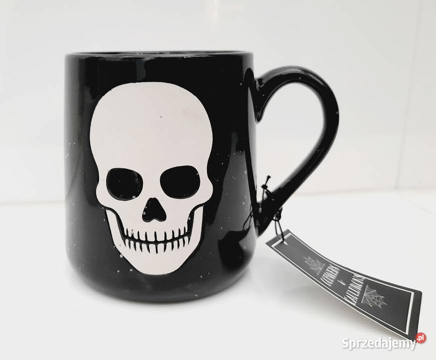 Skull cup biała czacha czarny kubek halloween czarny Tychy