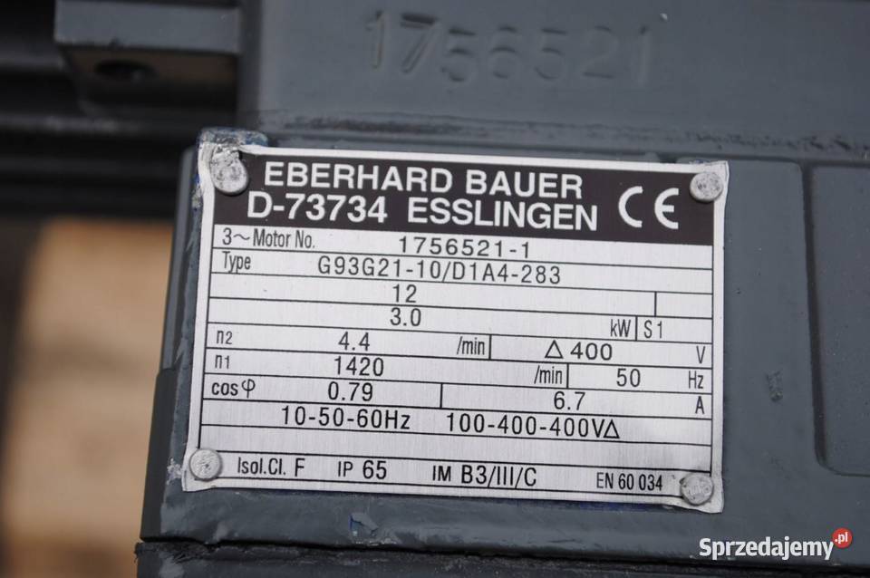 Motoreduktor 3kw 44obrmin Firmy Bauer Pozostałe Biznes i Przemysł Kargowa sprzedam