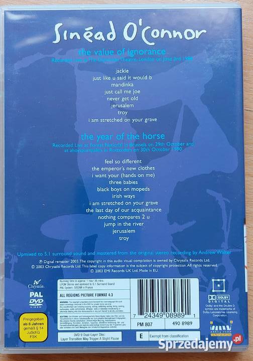 Sinead OConnor Live DVD dostawa śląskie