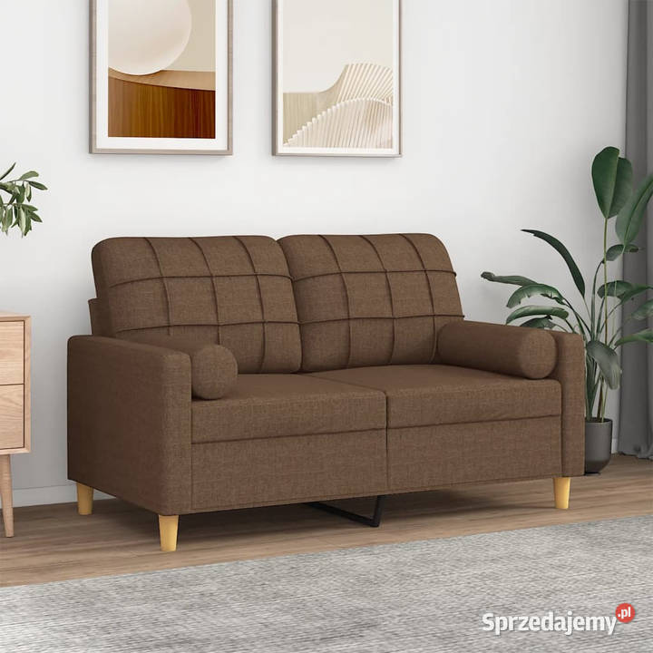 2osobowa sofa z poduszkami brązowa 120 tkanina Warszawa