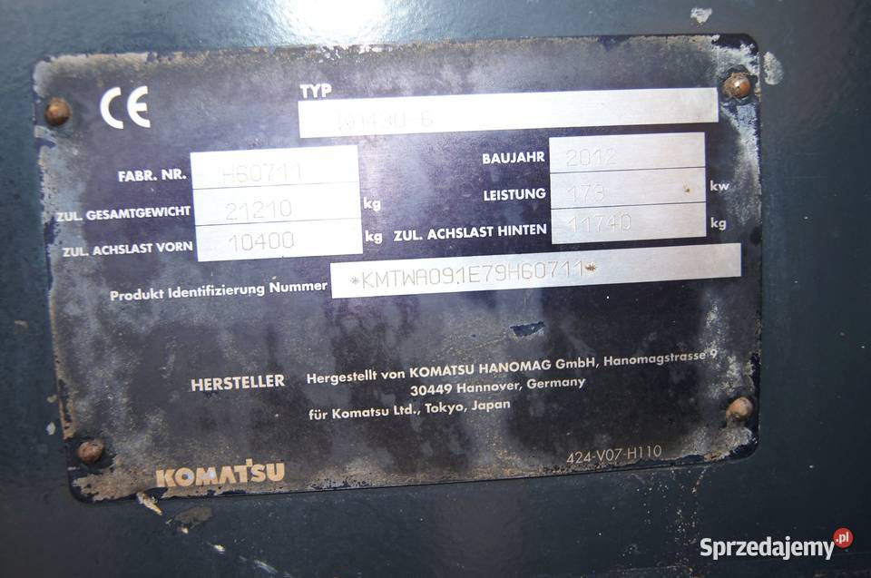 Ładowarka KOMATSU WA 4306 Pozostałe Pozostałe