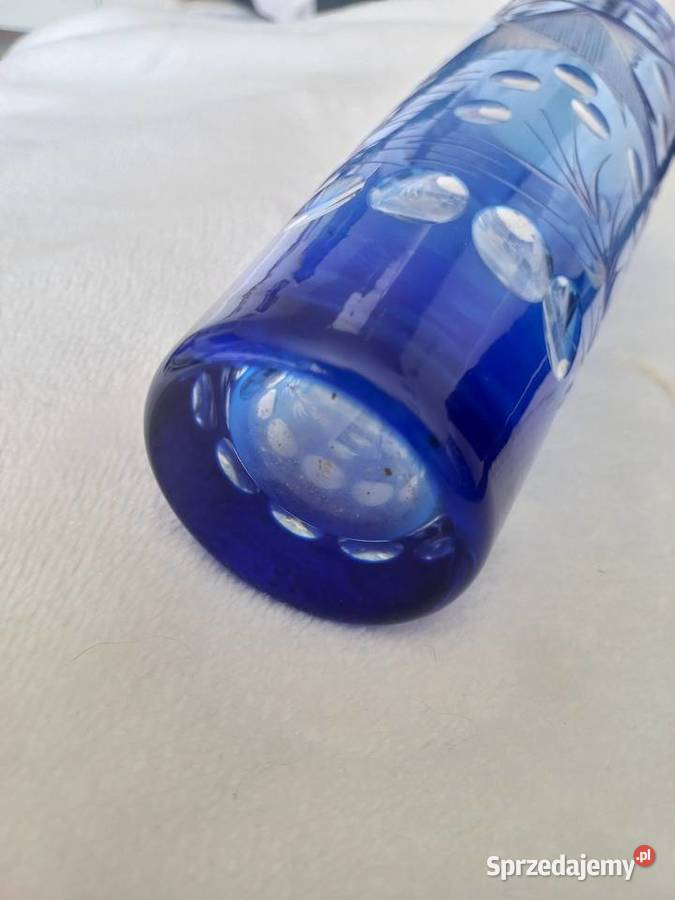 Wazon kryształowy Ryba szkło kobaltowe Antyki, Sztuka, Kolekcje