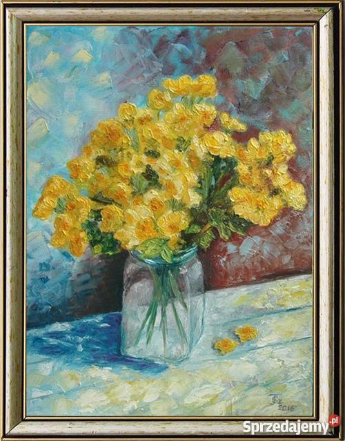 Obraz olejny Kaczeńce odcienie żółtego Lublin