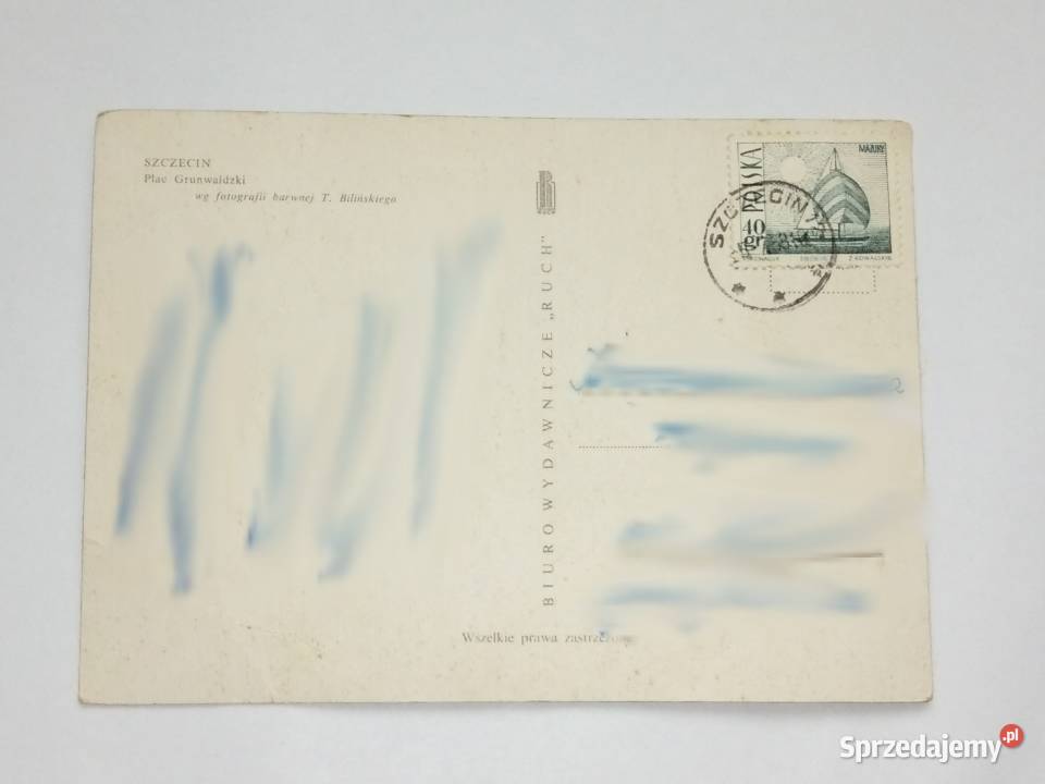 Pocztówka ze Szczecina z 1968r Znaczek Dąbrowa Górnicza