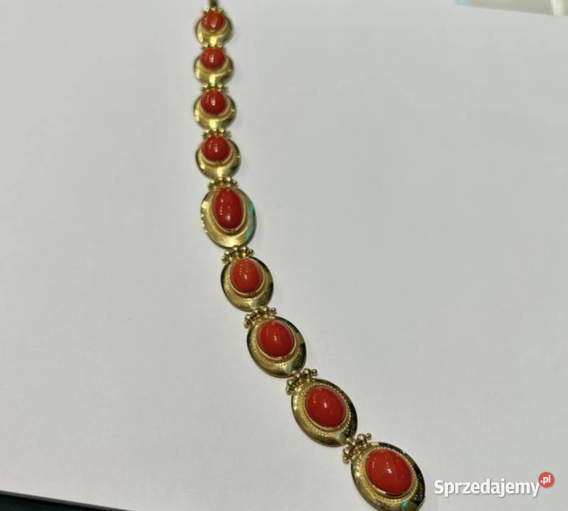Złota bransoletka z koralem 18k małopolskie Zakopane