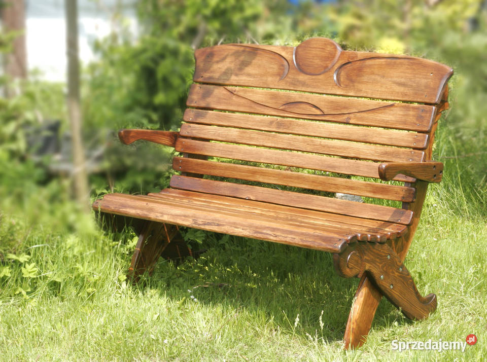 Ławka drewniana zdobiona wygodnie profilowane Warszawa