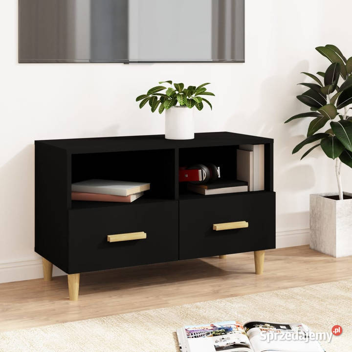 Szafka pod TV czarna 80x36x50 materiał Warszawa