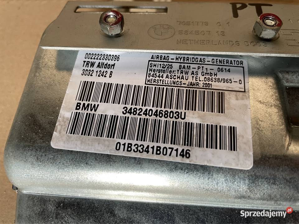 Airbag drzwi prawy tył 7051779 bmw 7 e65 e66 Wyposażenie wnętrza zachodniopomorskie Szczecin