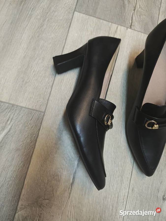 4243 Czarne Mega wygodne czółenka wieczorowe skóra ekologiczna Kraków