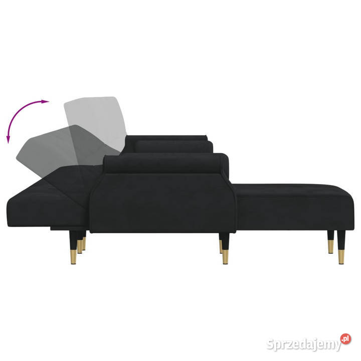 Sofa rozkładana L czarna 271x140x70 aksamit Warszawa