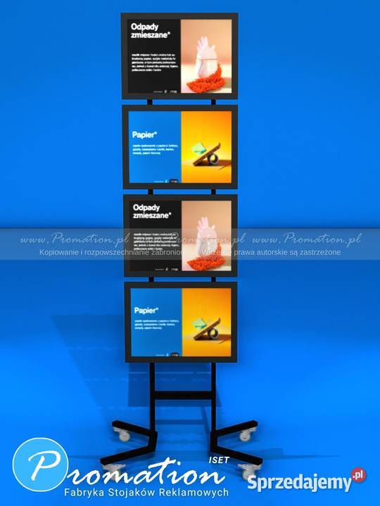 Czarny stojak na plakaty A3 x 4 wersja mobilna Łódź