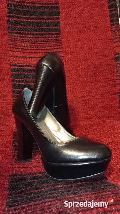 Czółenka damskie wysoki obcas skóra 38 czarny Nowy Sącz