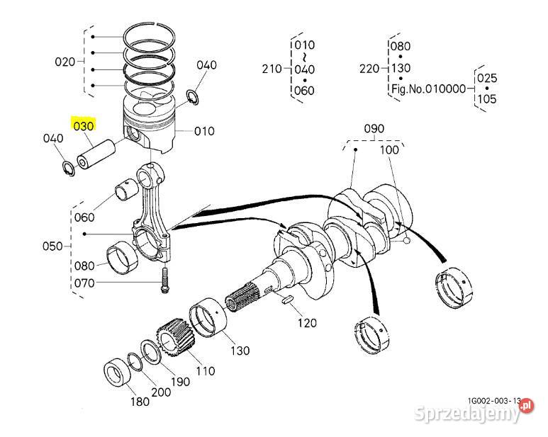 Oryginalny sworzeń tłoka Kubota B1121 B1620 Kubota Bielsko-Biała
