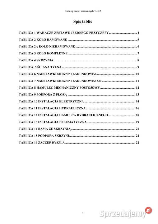 Katalog części przyczepa T 042 i T 042E miękka Stalowa Wola