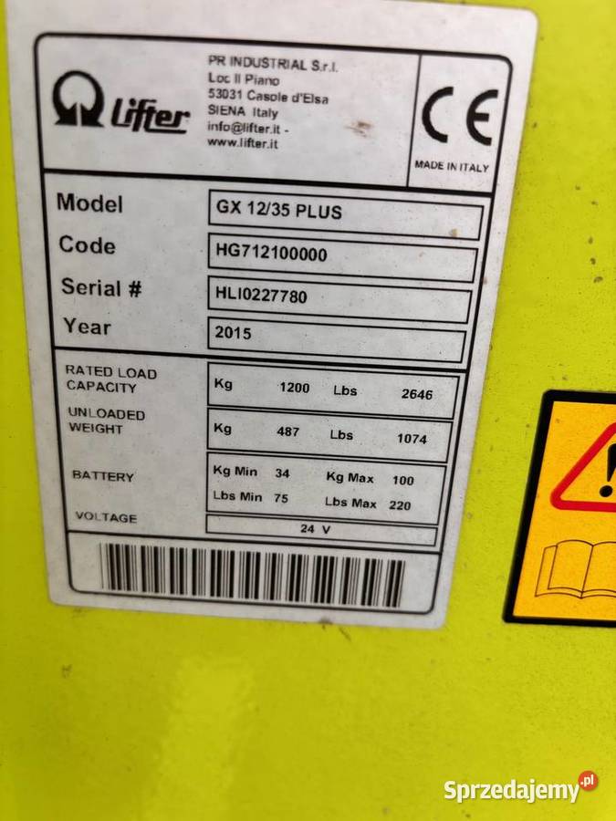 Elektryczna układarka Włoska Pramac GX 1235 nowa łódzkie Rawa Mazowiecka