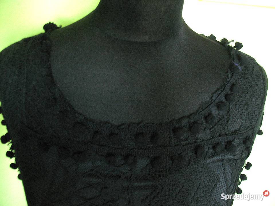 Bluzka czarna z dzianiny koronkowej 36 S biust sprzedam