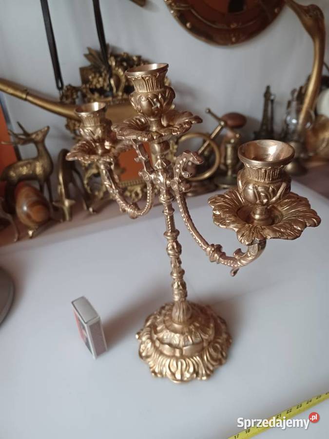 Piękny masywny świecznik mosiężny Poznań sprzedam