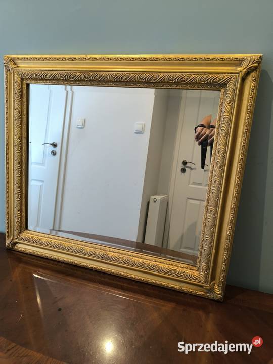 Piękne stylowe złote lustro fazowane z Łódź