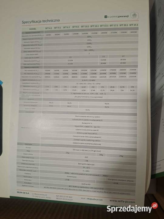 Falownik sieciowy SELFA SFT Trzykolne Młyny sprzedam