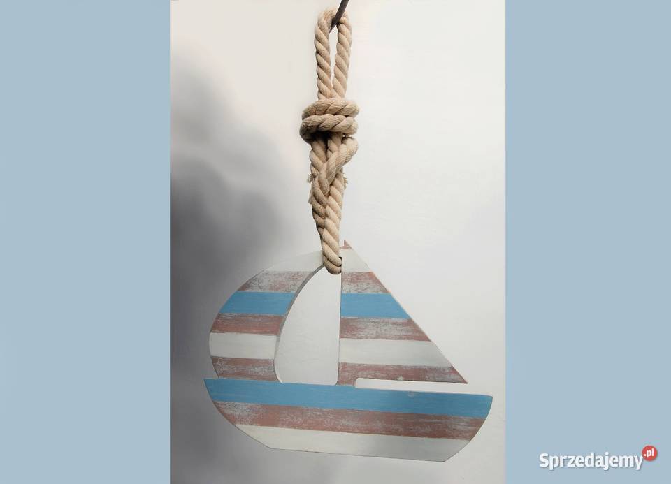 Łódź żaglówka zawieszka drewniana na linie wielokolorowy Lublin