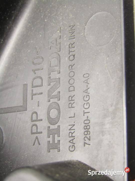 TRÓJKĄT OSŁONA ZAŚLEPKA LEWY TYŁ HONDA CIVIC X Motoryzacja